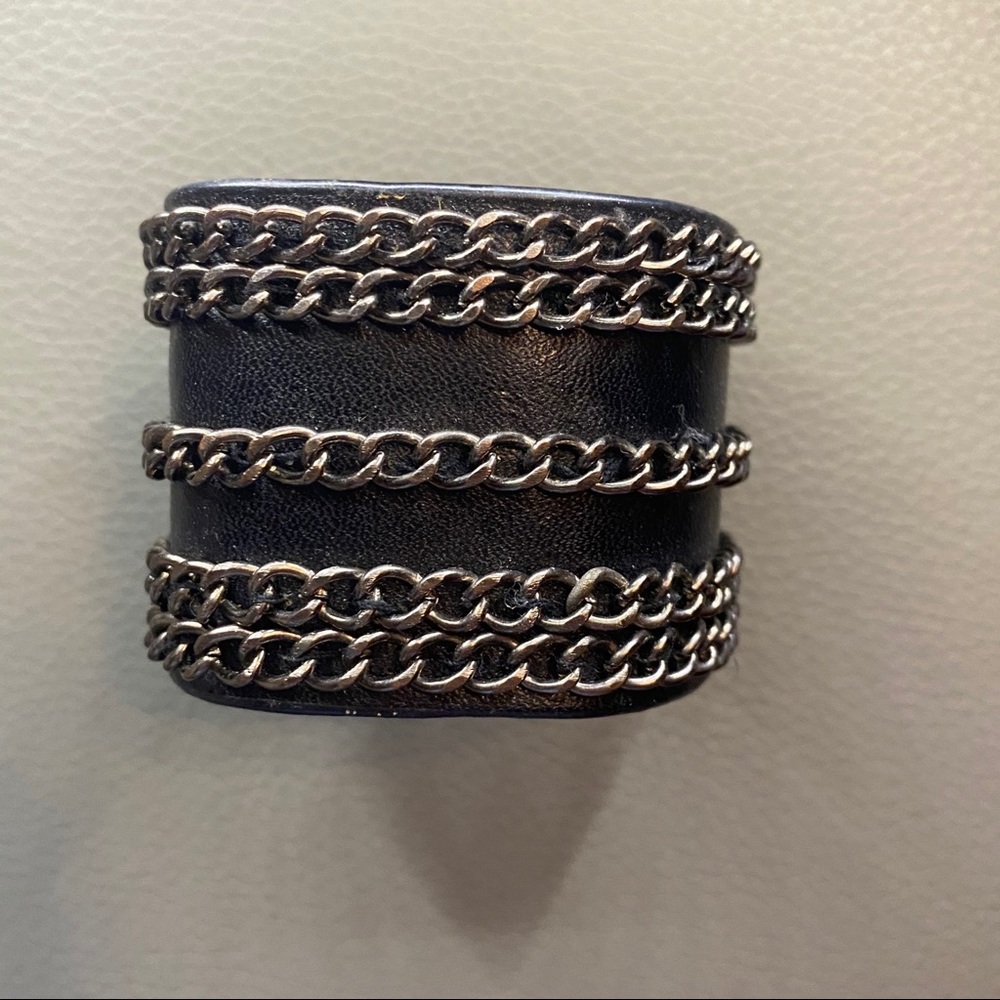 Black faux leather wrap around bracelet